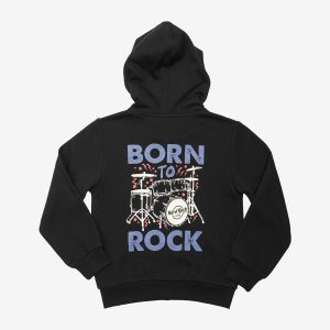 Rock Kids Born To Rock Zip Up Hoodie in Black