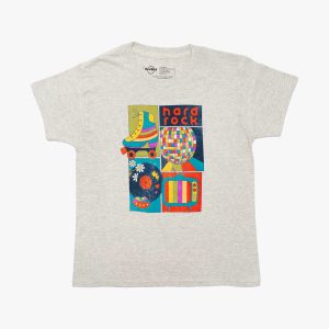 Disco Youth Fit Collage Print Tee in Oatmeal