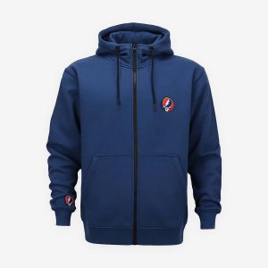 Grateful Dead Stealie Skull Zip-Up Hoodie in Navy